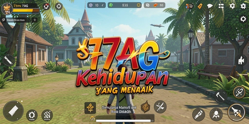 Tampilan gameplay <strong>77AG</strong> menunjukkan dunia simulasi yang kaya dan interaktif.