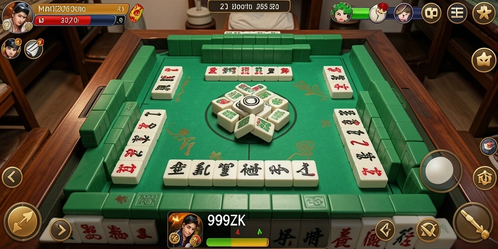Tampilan menarik gameplay Mahjong di 999ZK dengan grafis menawan.