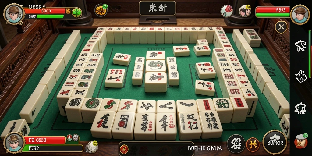 Screenshot utama F32 menampilkan gameplay Mahjong yang menantang dan menarik.