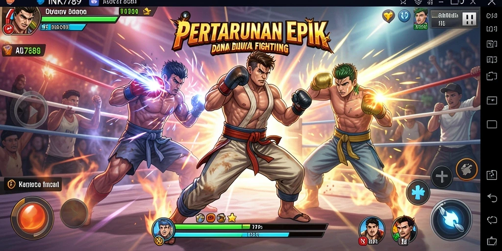 Tampilan gameplay INK789 dengan pertarungan yang intens.