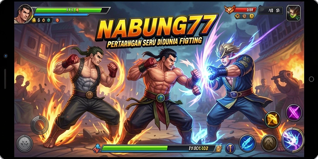 Screenshot gameplay NABUNG77 menampilkan pertarungan seru dan karakter yang dinamis.
