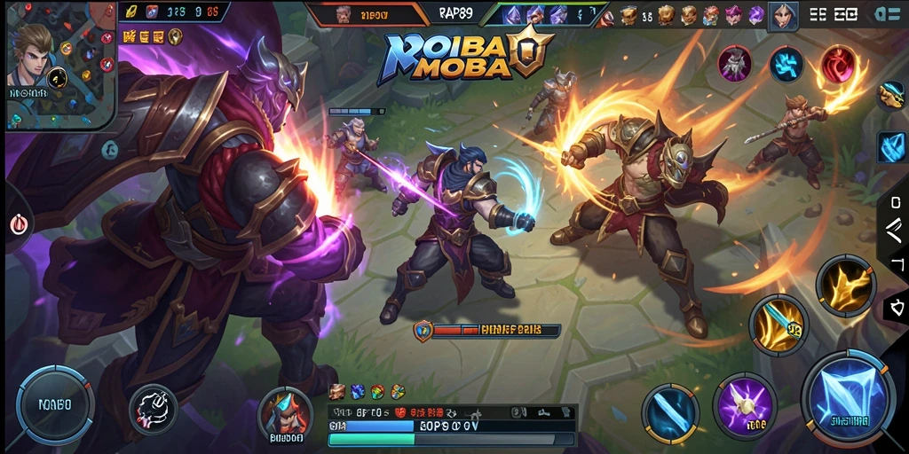 Screenshot utama RAP89 menunjukkan aksi pertarungan seru dalam game MOBA.