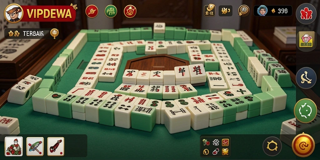 Tampilan menawan dari gameplay Mahjong di VIPDEWA.